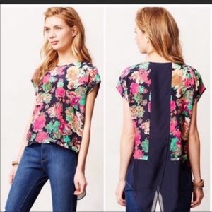 Anthropologie Maeve Floral Silk Top